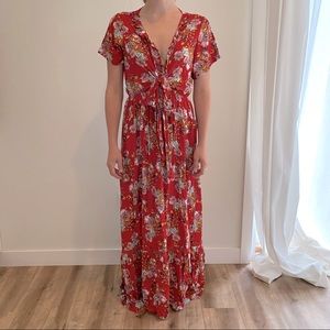 Red floral maxi dress, size 8 AUS / 6 US